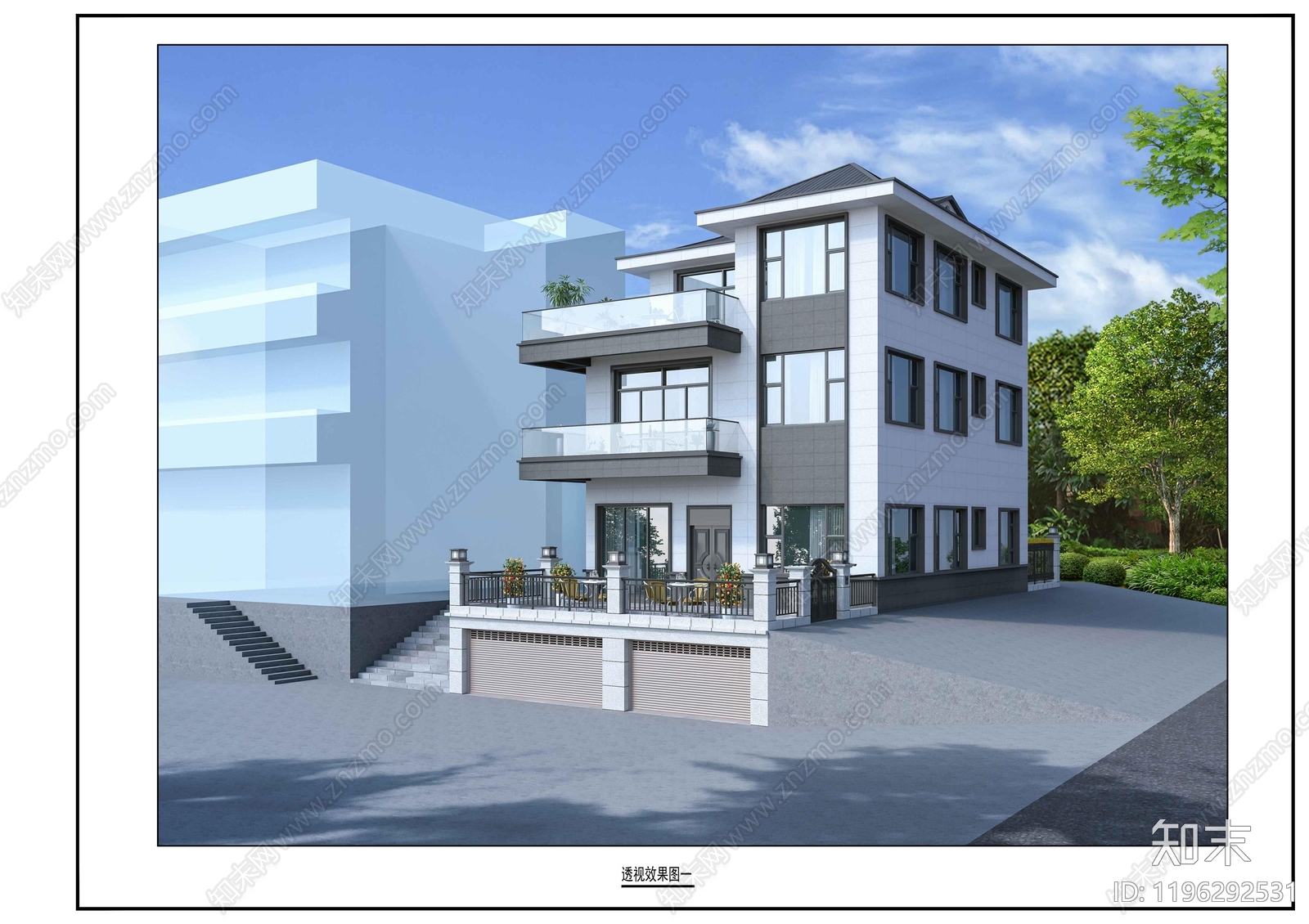 现代别墅建筑施工图下载【ID:1196292531】