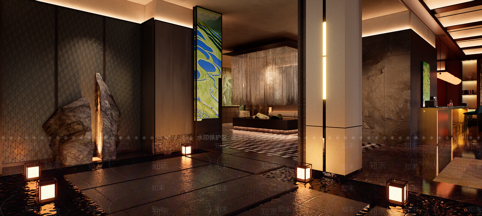 现代酒店大堂SU模型下载【ID:1196296457】