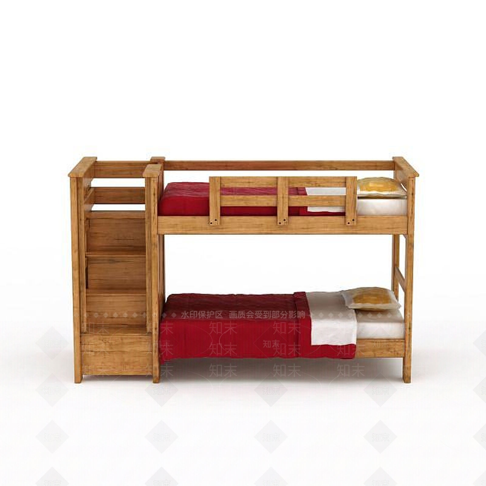 现代原木儿童上下床3D模型下载【ID:1196300460】