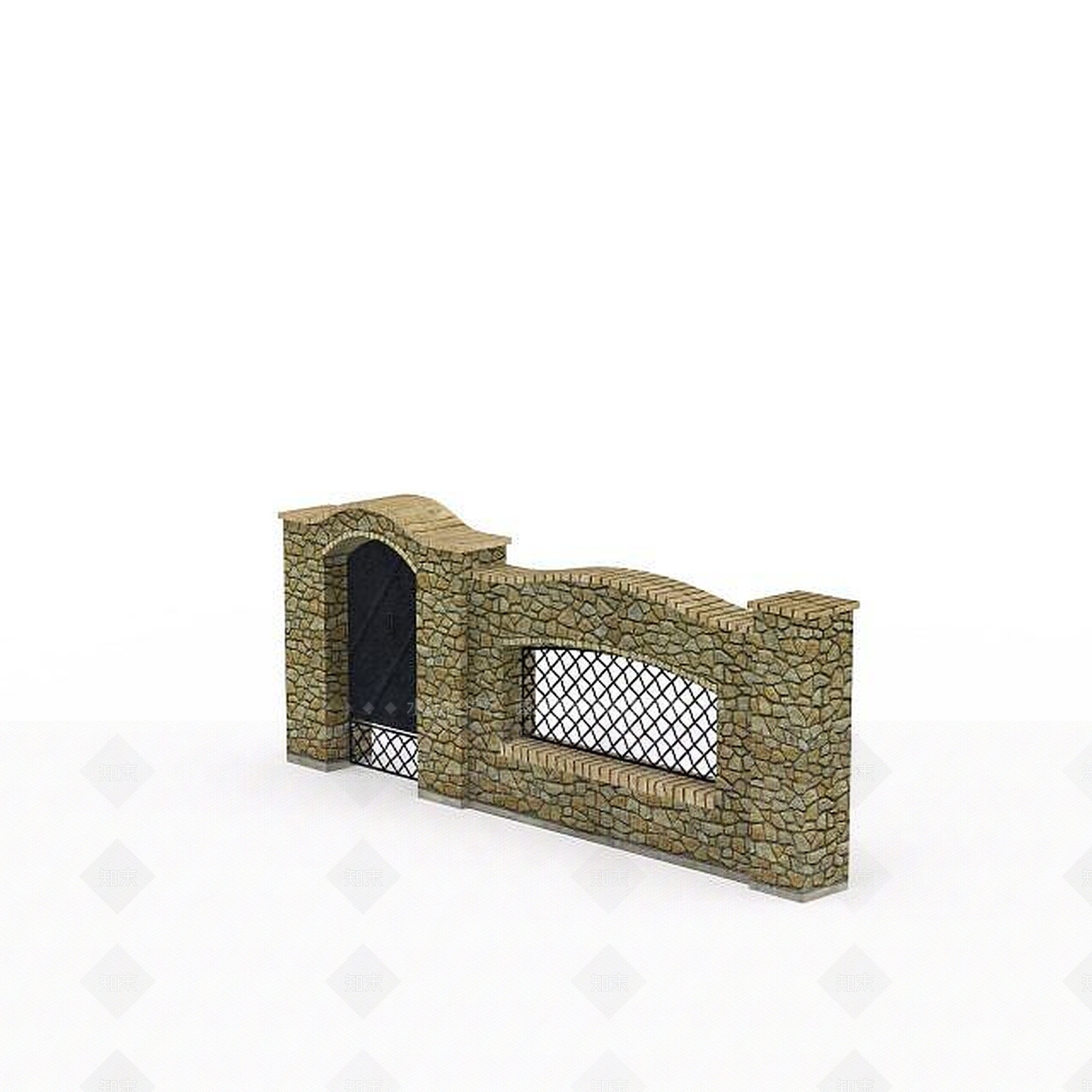 现代石头围墙3D模型下载【ID:1196300836】