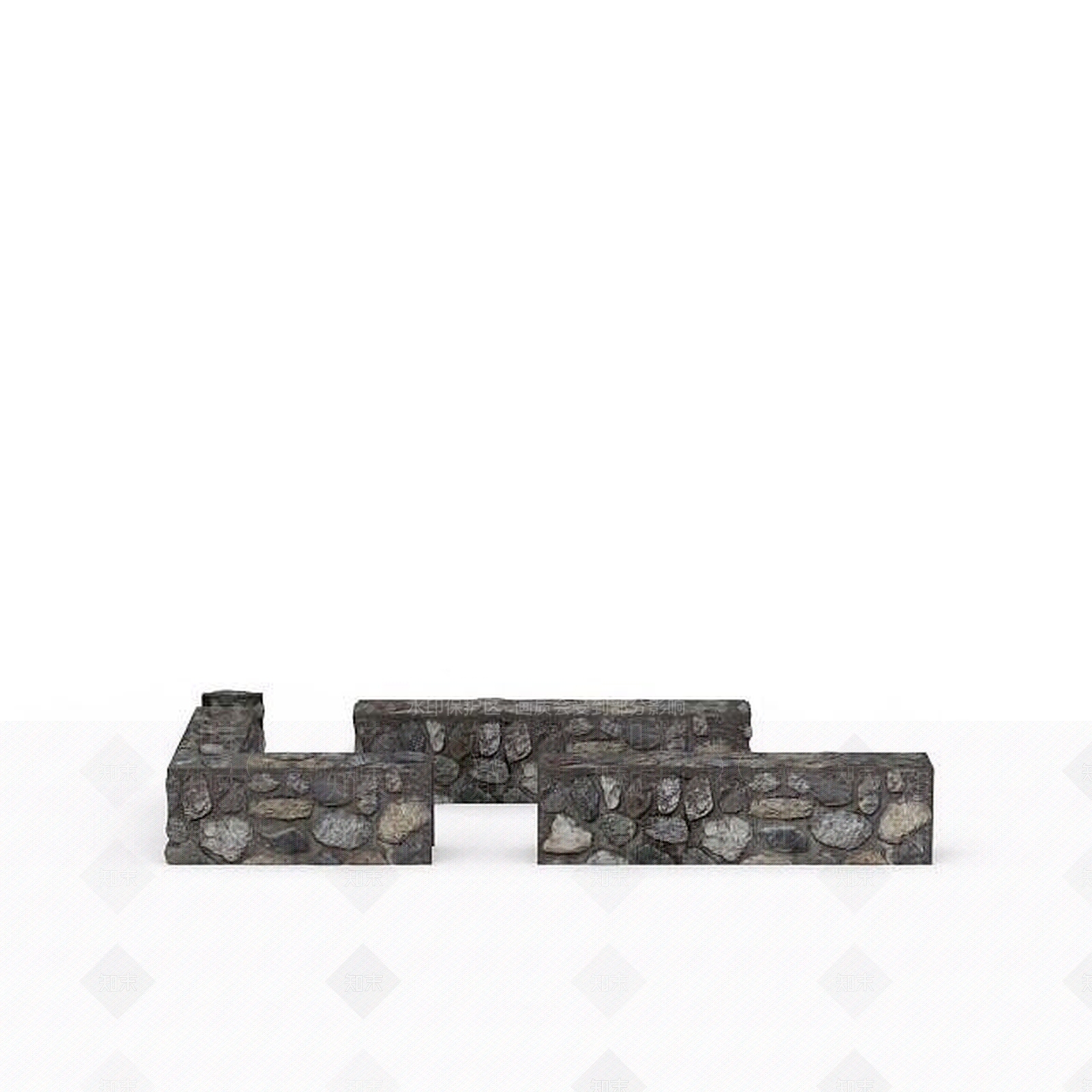 现代灰色石头围墙3D模型下载【ID:1196300838】