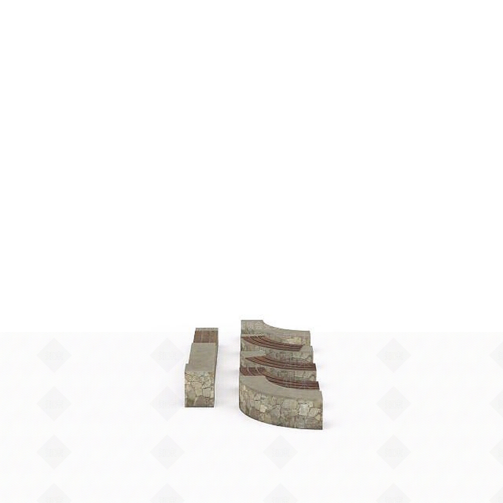 现代石头弧形围墙3D模型下载【ID:1196300959】