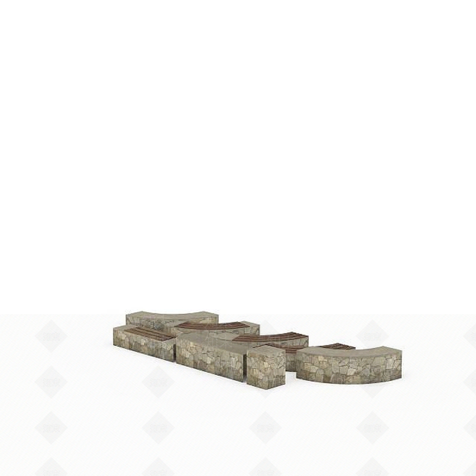 现代石头弧形围墙3D模型下载【ID:1196300959】