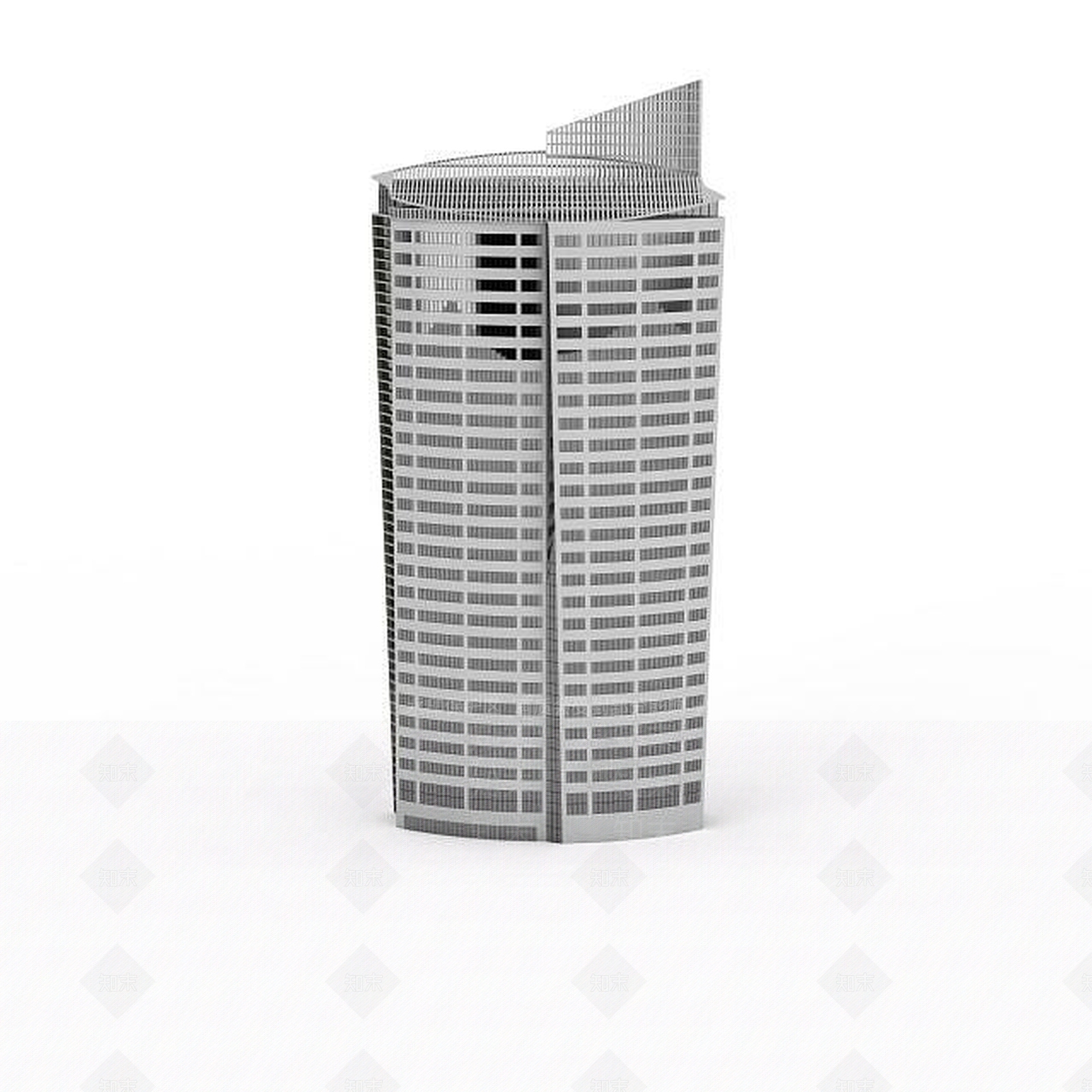 现代白色高层楼3D模型下载【ID:1196302355】