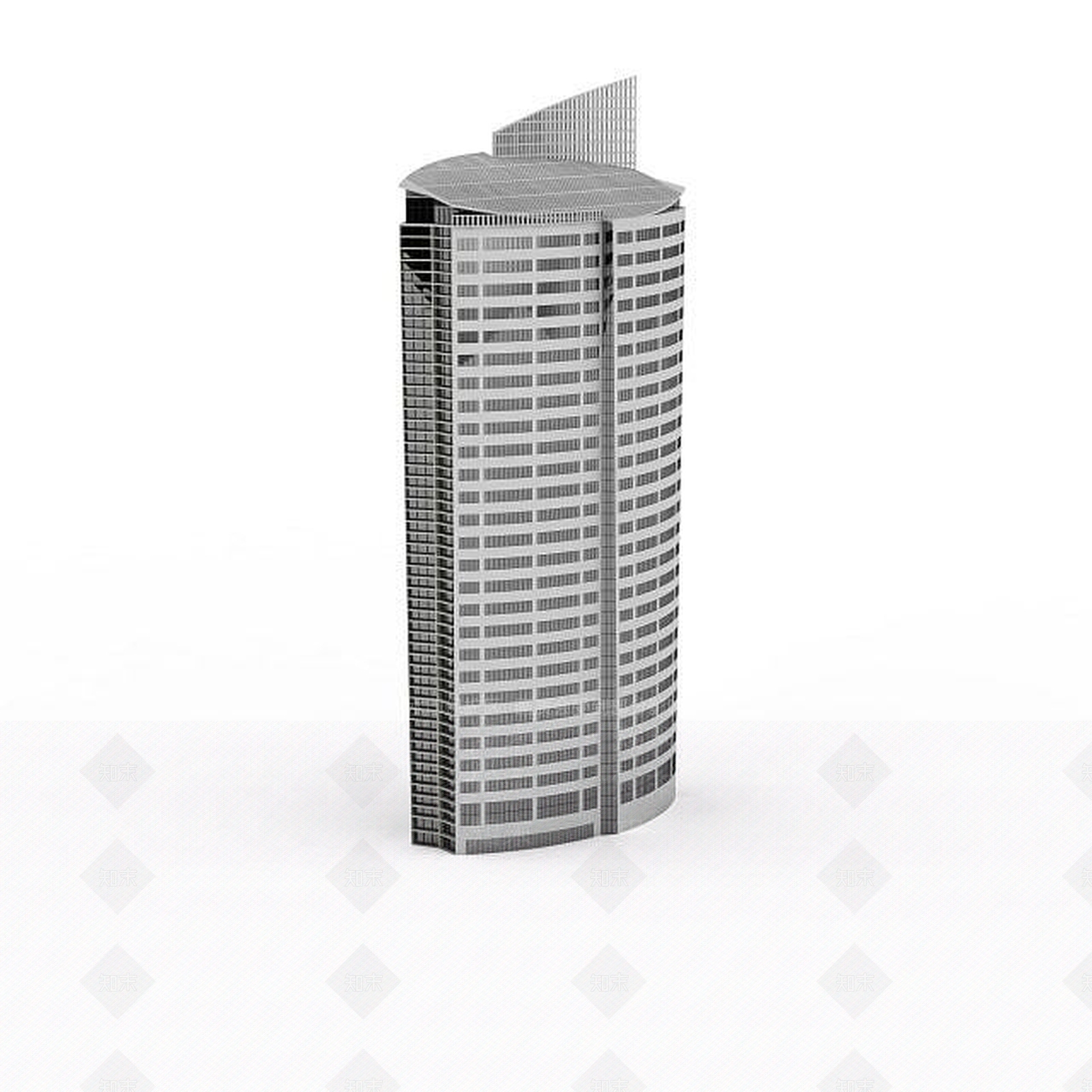 现代白色高层楼3D模型下载【ID:1196302355】