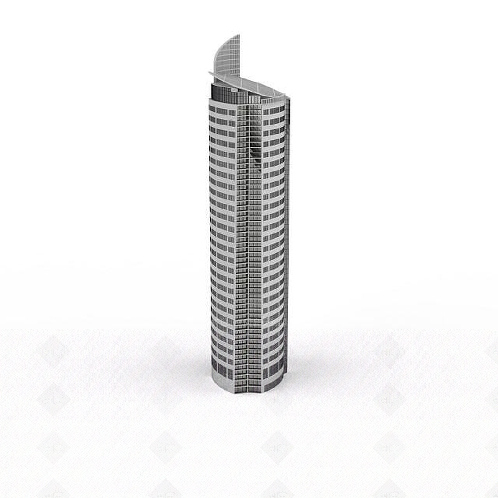 现代白色高层楼3D模型下载【ID:1196302355】