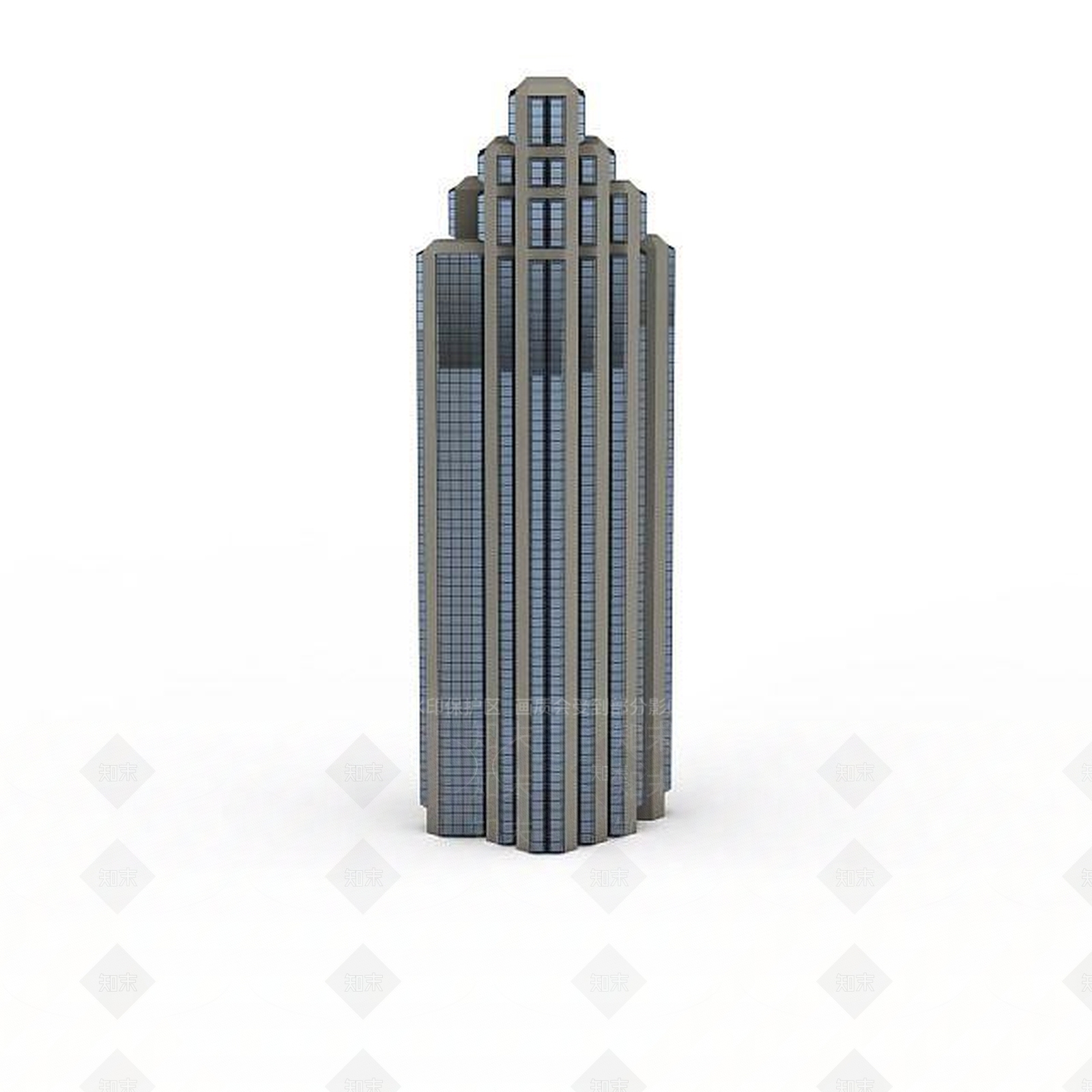 现代个性蓝色大楼3D模型下载【ID:1196302608】