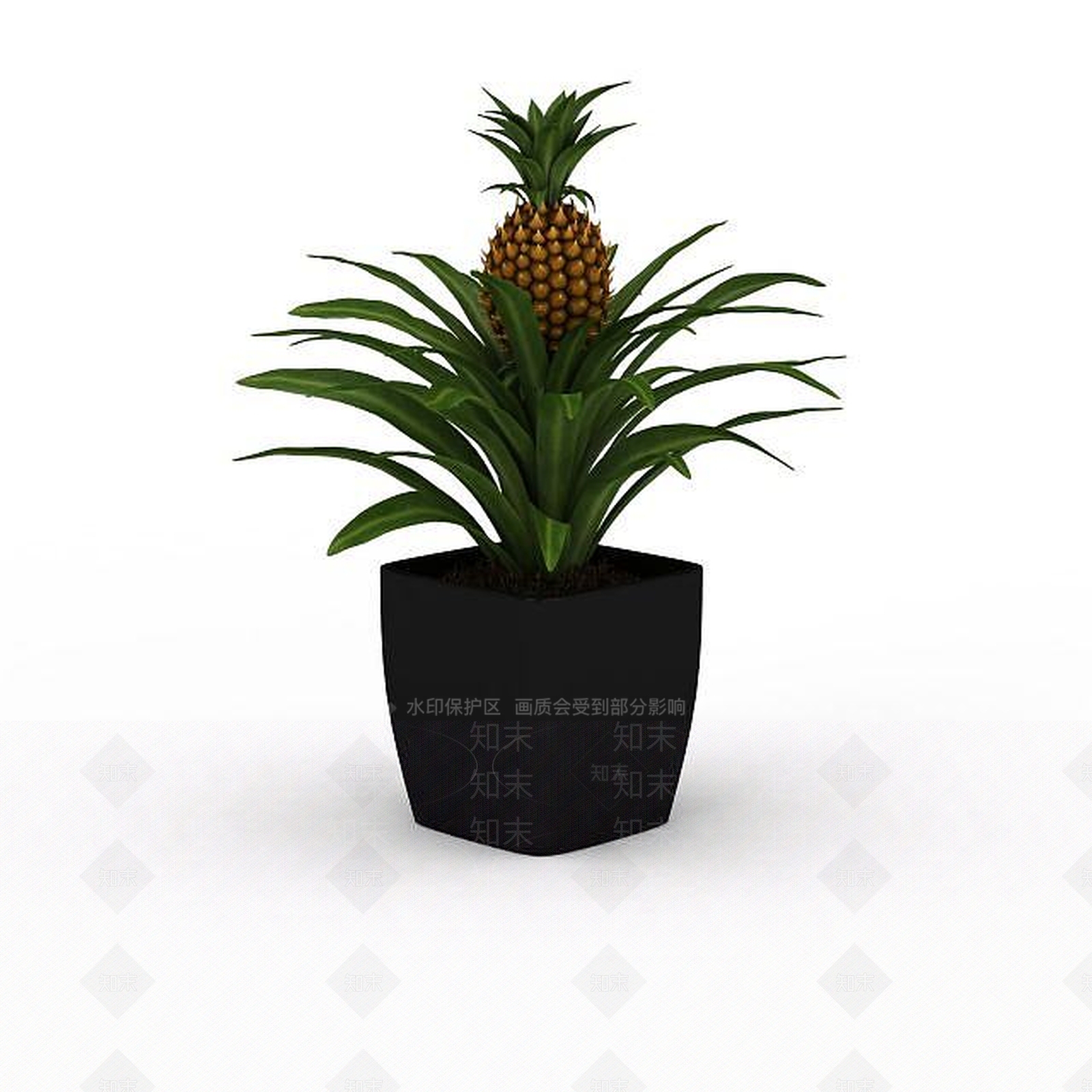 现代菠萝盆栽3D模型下载【ID:1196303362】