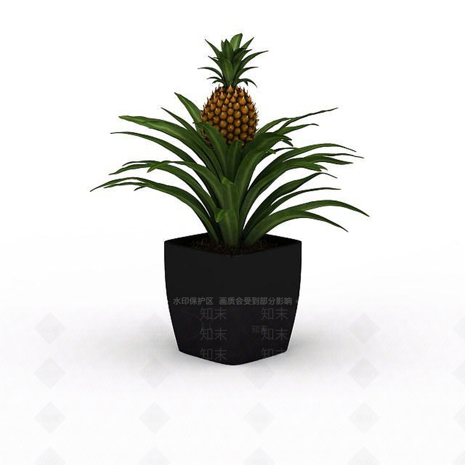 现代菠萝盆栽3D模型下载【ID:1196303362】