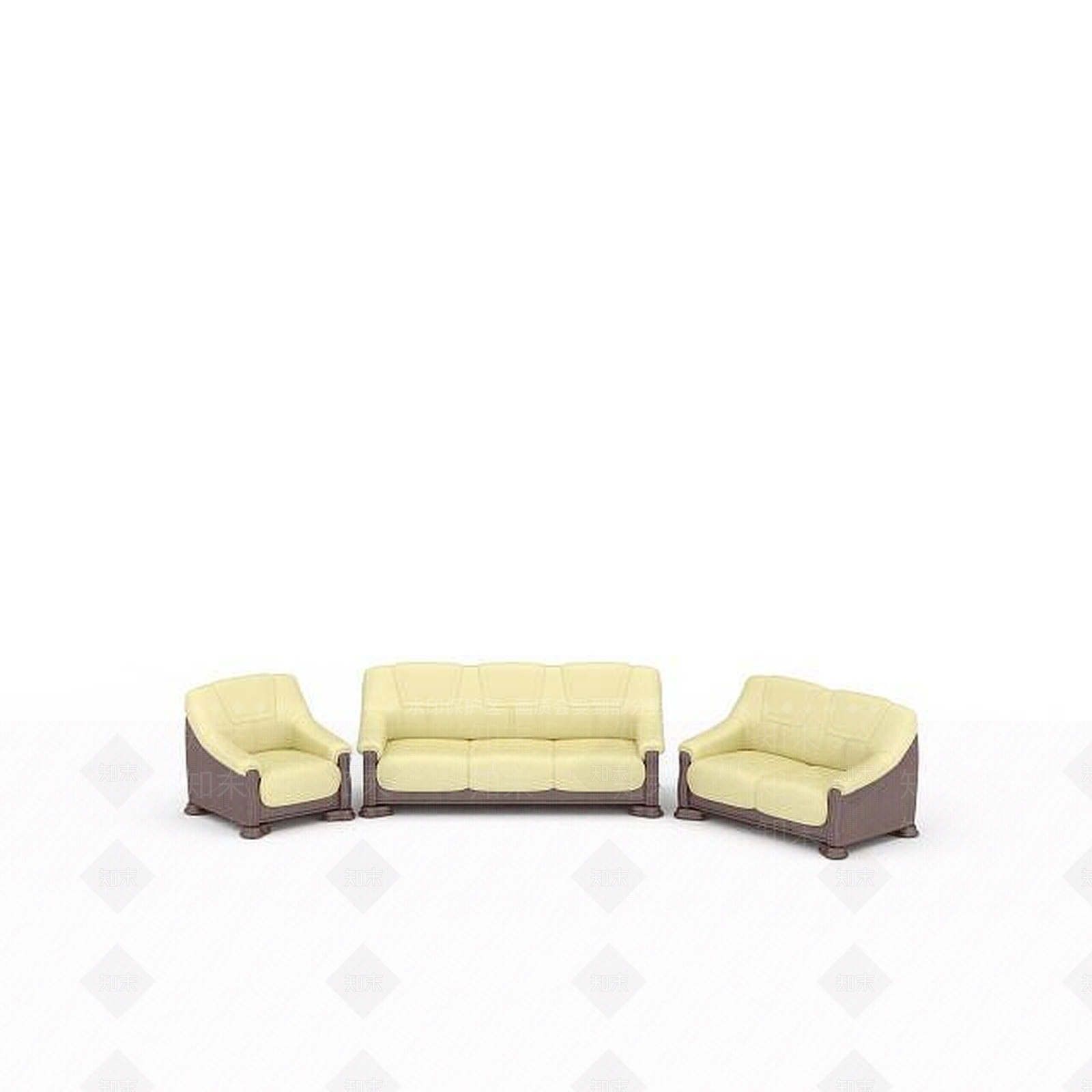 现代黄色多人沙发3D模型下载【ID:1196309905】