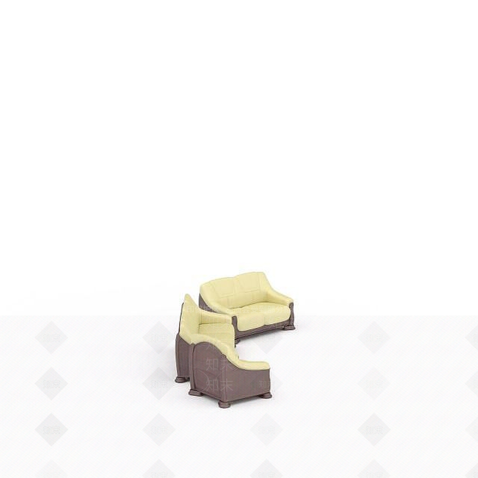 现代黄色多人沙发3D模型下载【ID:1196309905】