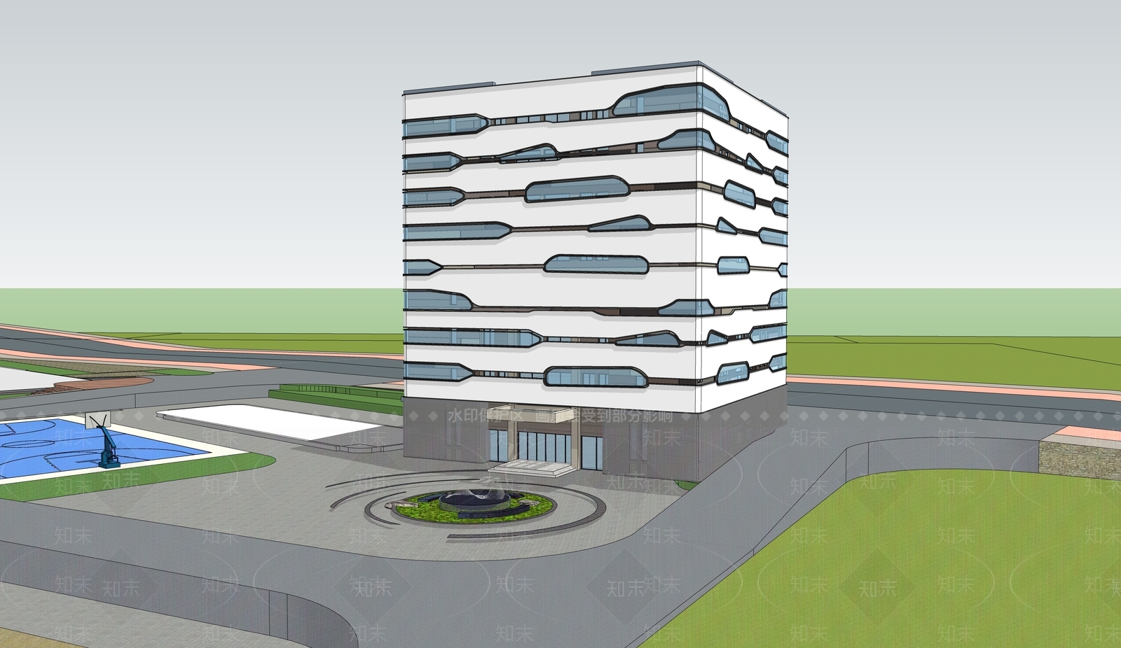 现代风格建筑SU模型下载【ID:1196310781】