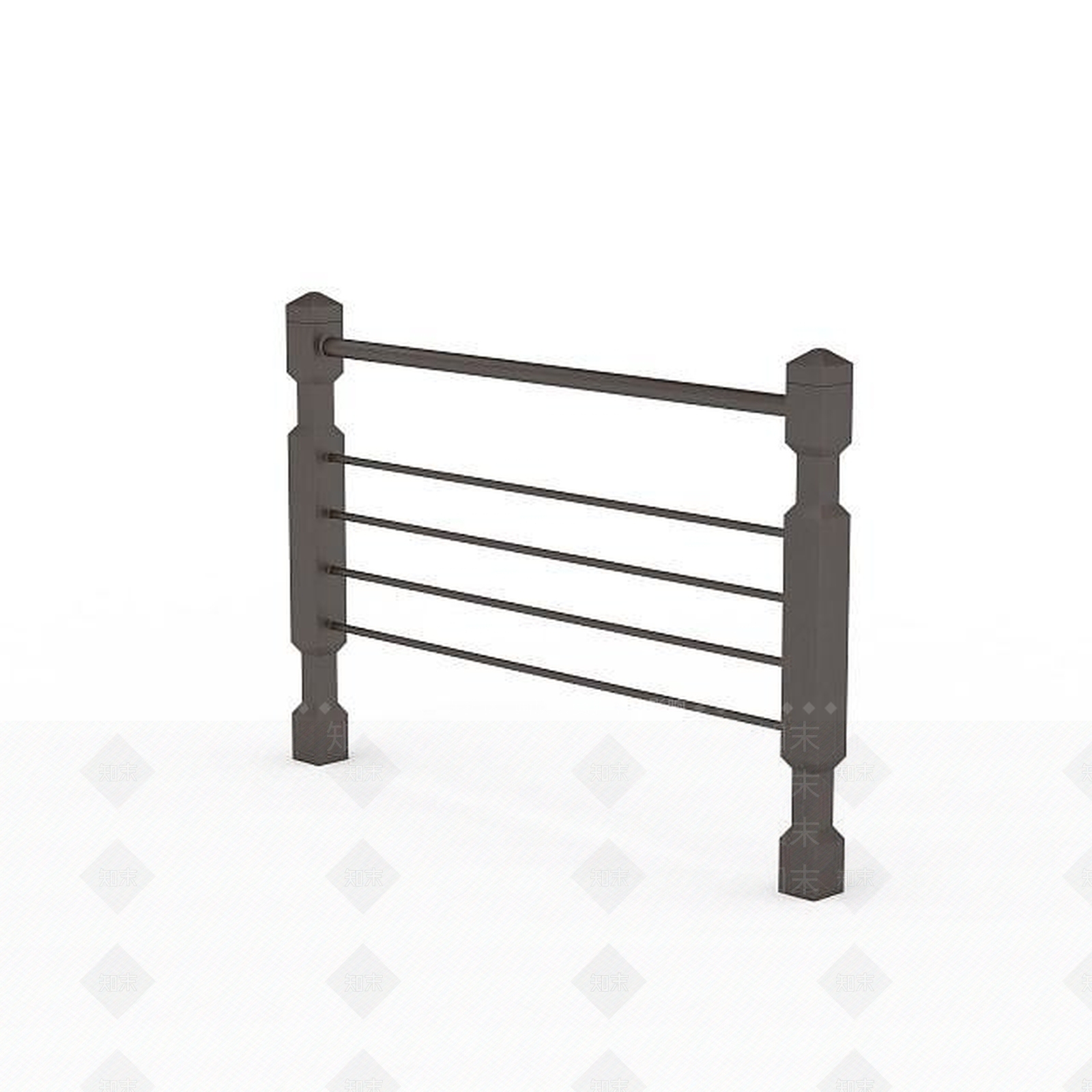 现代褐色木艺护栏3D模型下载【ID:1196498666】
