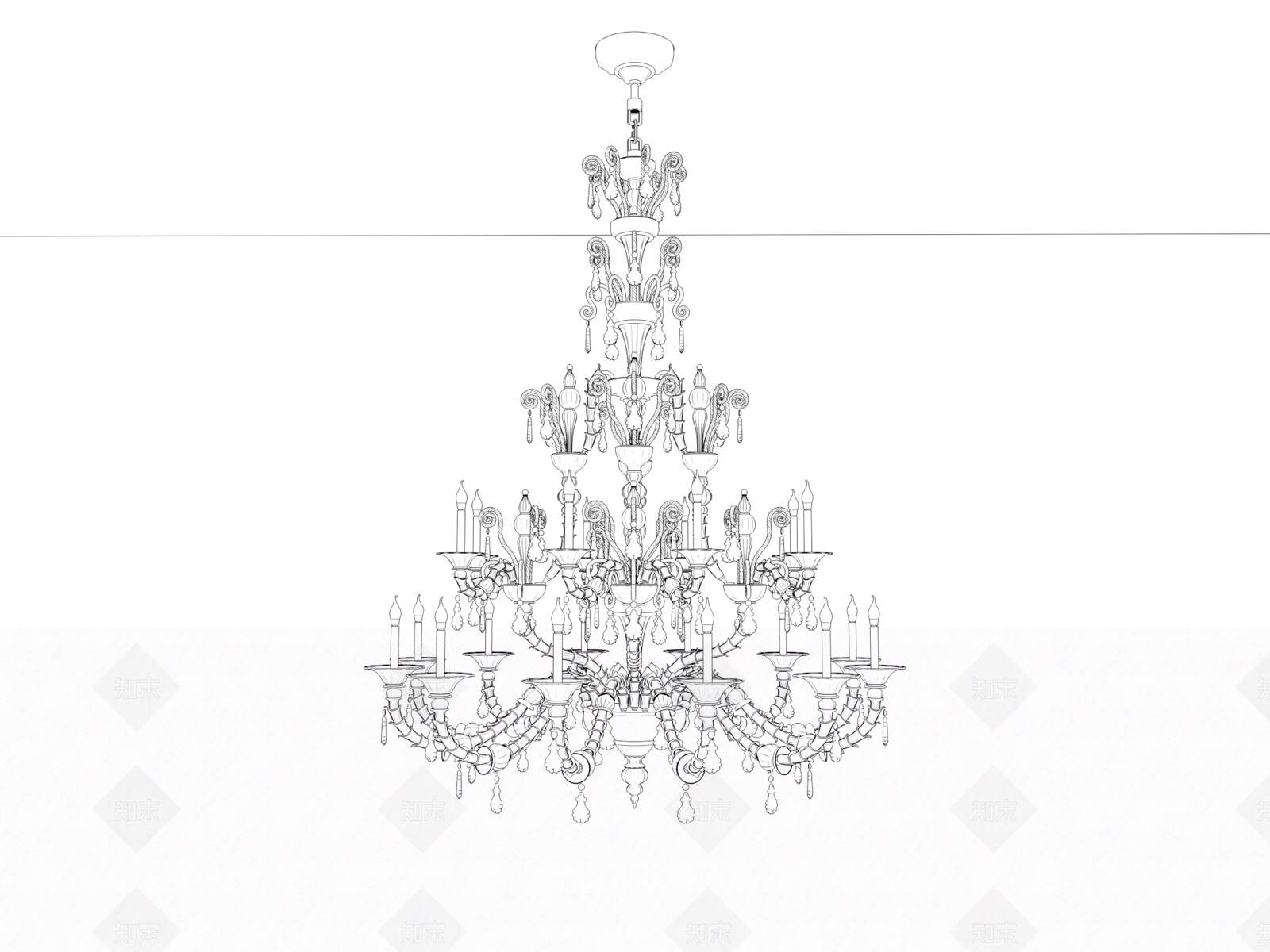 意式法式客厅吊灯3D模型下载【ID:1196313890】