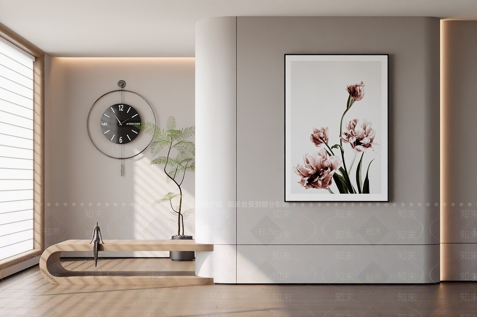 奶油北欧挂画3D模型下载【ID:1196314634】