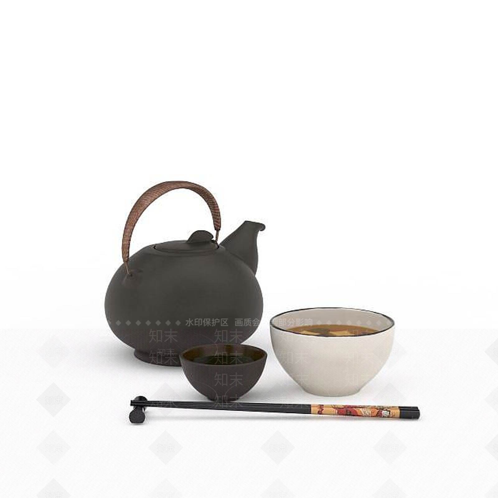 现代茶壶陈设品3D模型下载【ID:1196499304】