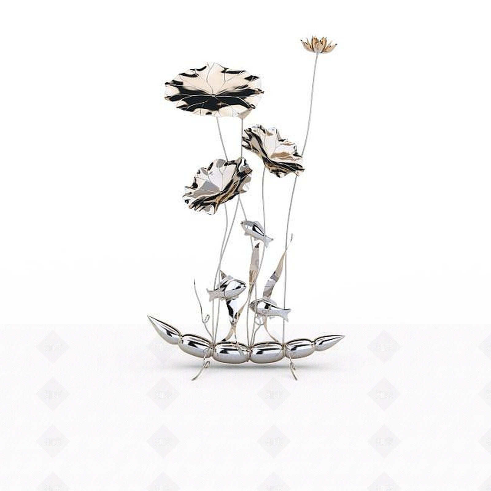 现代金属花朵饰品3D模型下载【ID:1196315084】