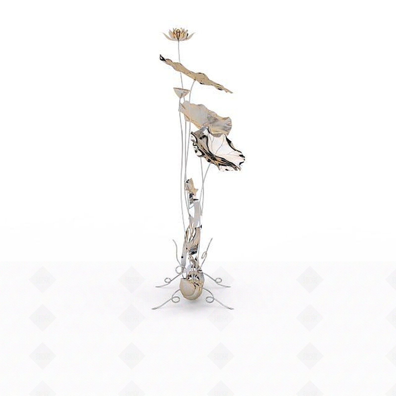 现代金属花朵饰品3D模型下载【ID:1196315084】