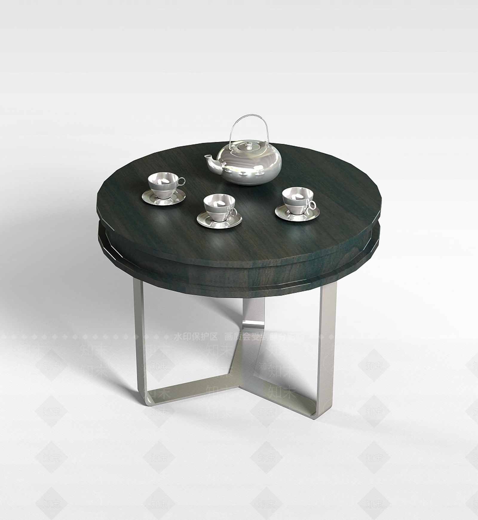 现代黑色圆形桌子3D模型下载【ID:1196497934】