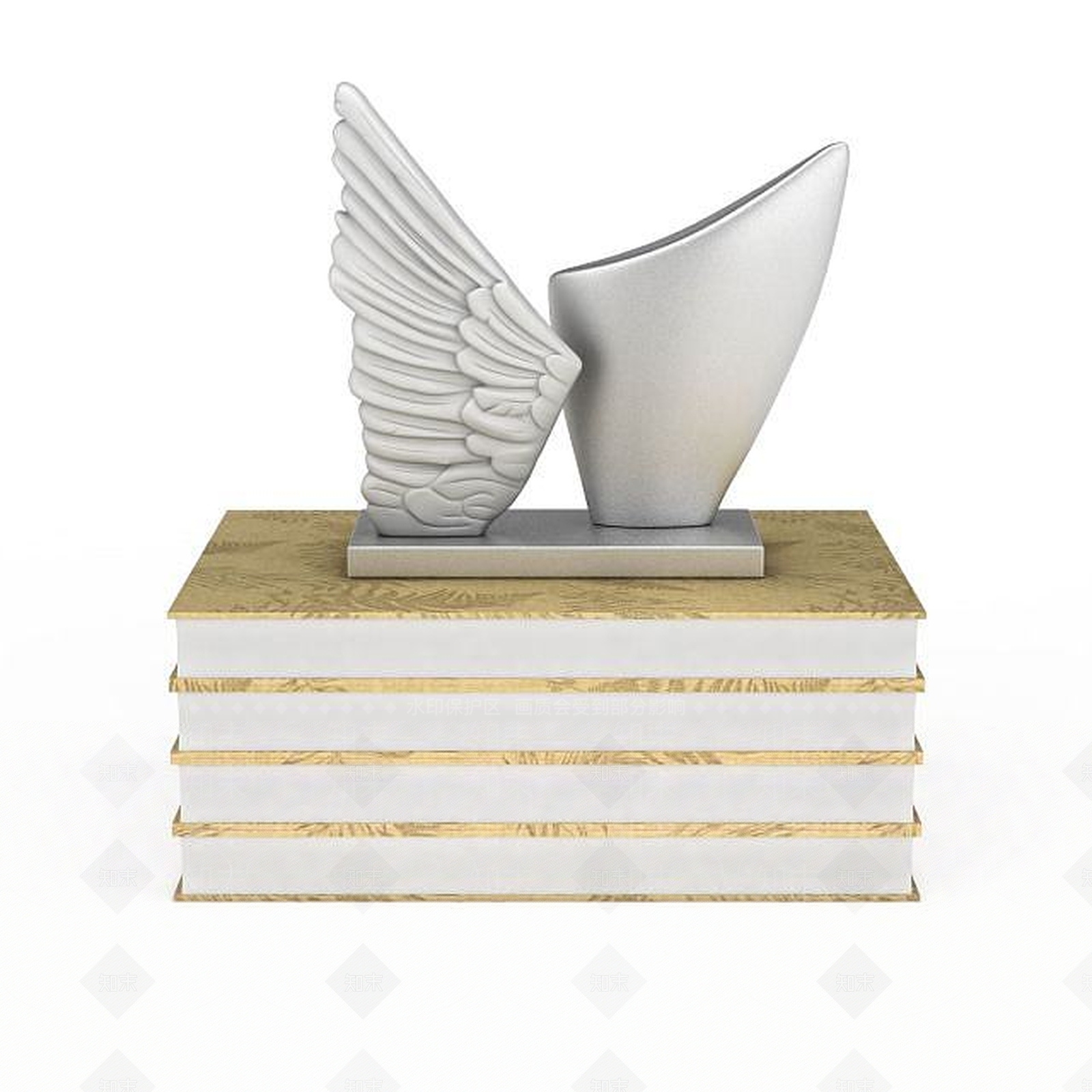 现代金属翅膀饰品3D模型下载【ID:1196499422】