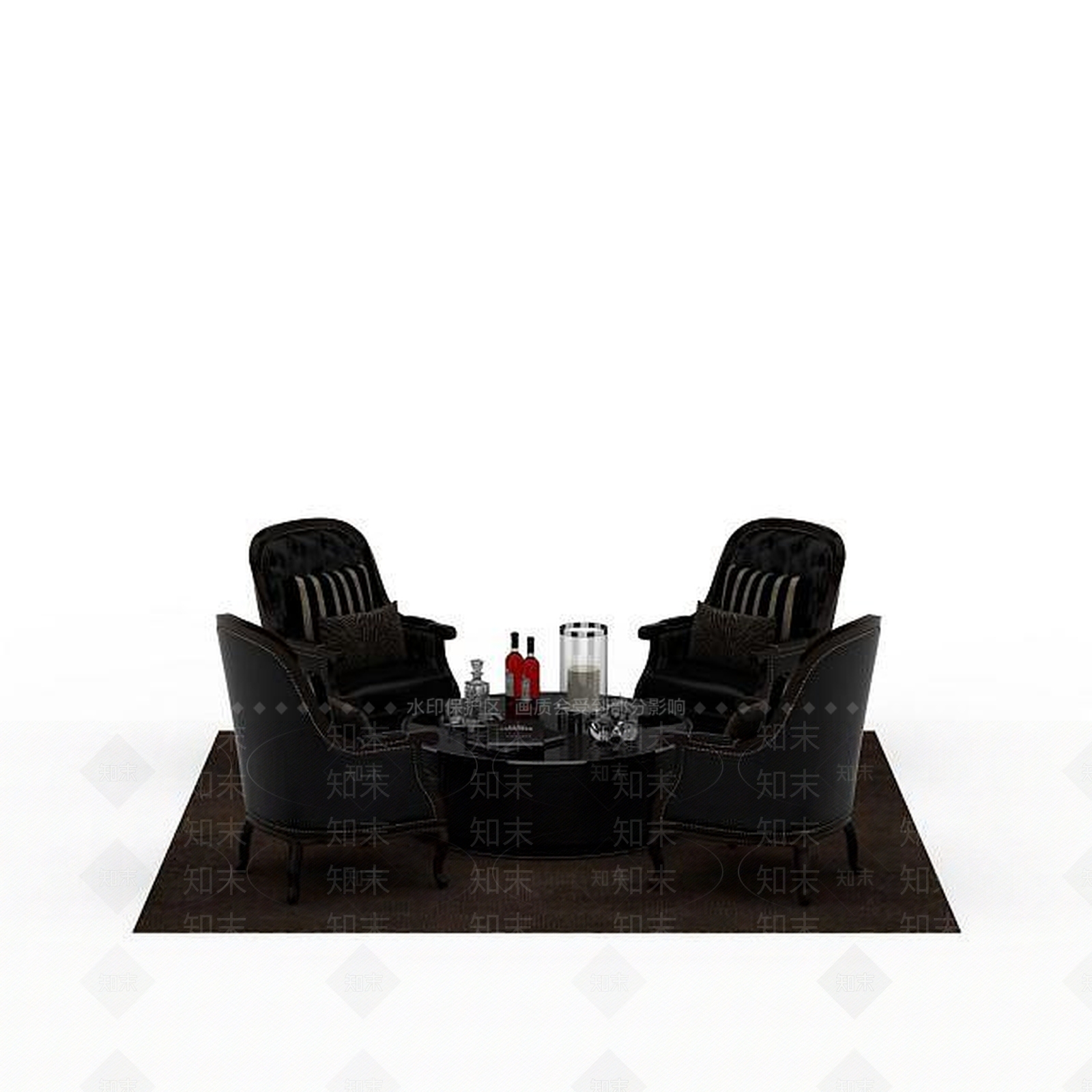 现代皮质沙发组合3D模型下载【ID:1196498834】