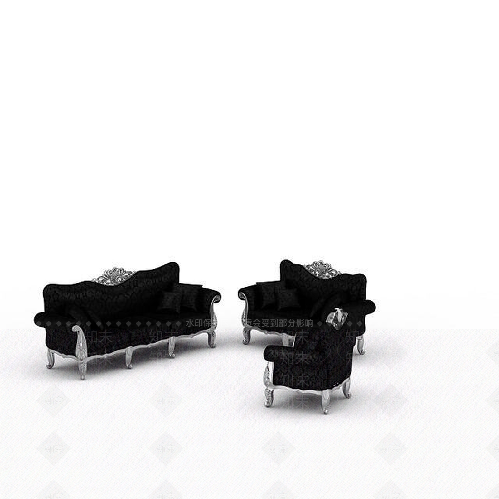 现代黑色沙发组合3D模型下载【ID:1196498806】