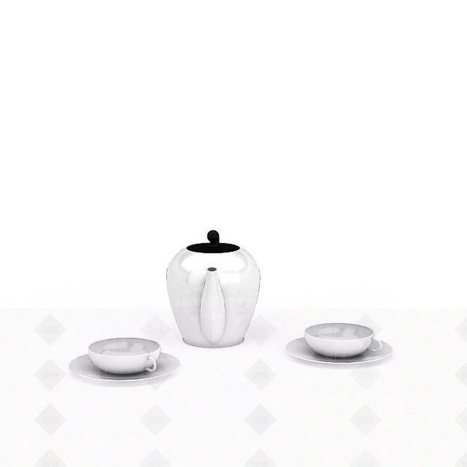 现代陶瓷茶壶3D模型下载【ID:1196499477】