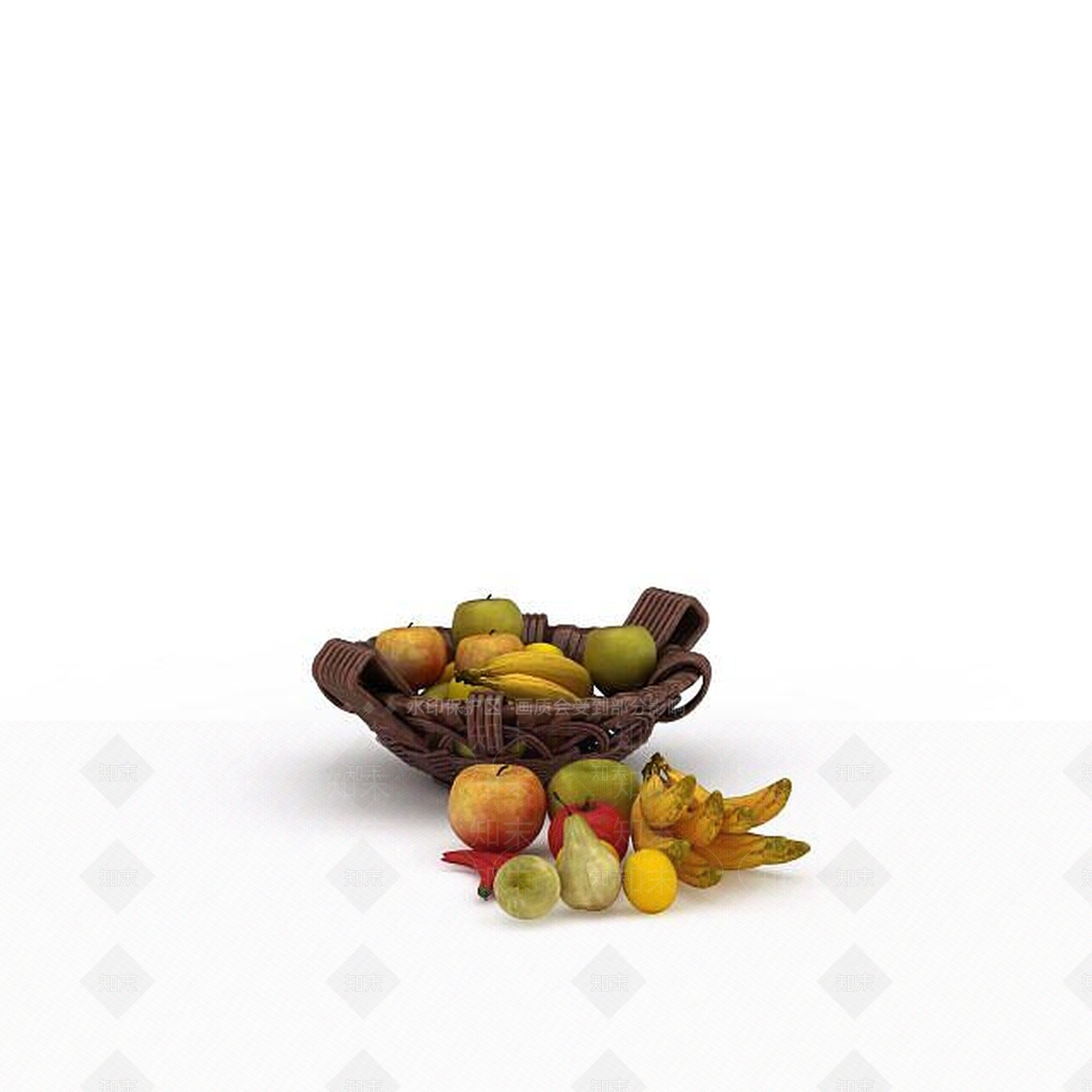现代藤编水果篮3D模型下载【ID:1196499428】