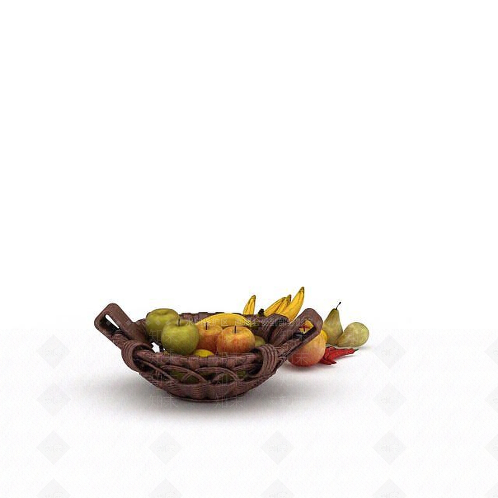 现代藤编水果篮3D模型下载【ID:1196499428】