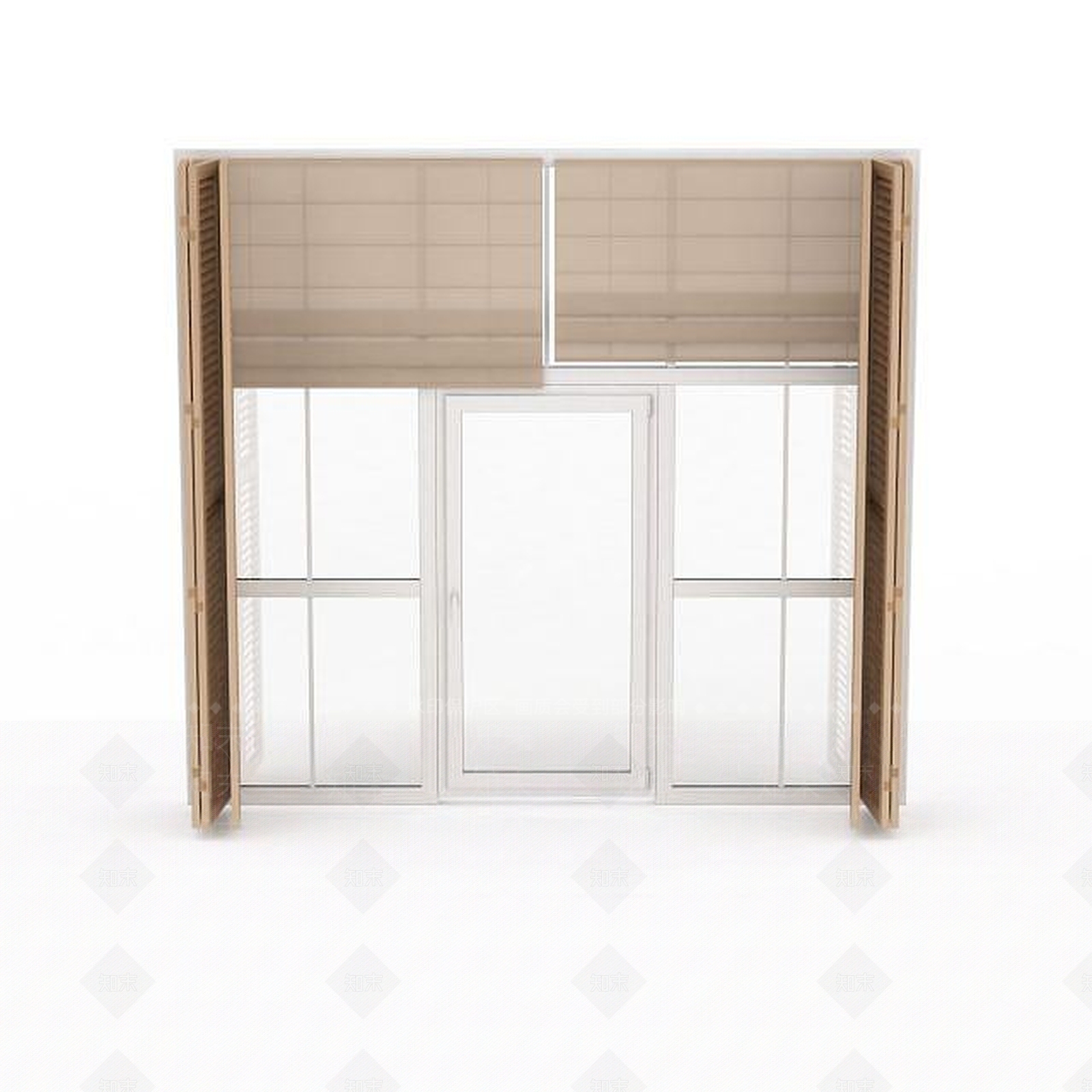 现代铝合金玻璃门窗3D模型下载【ID:1196496447】