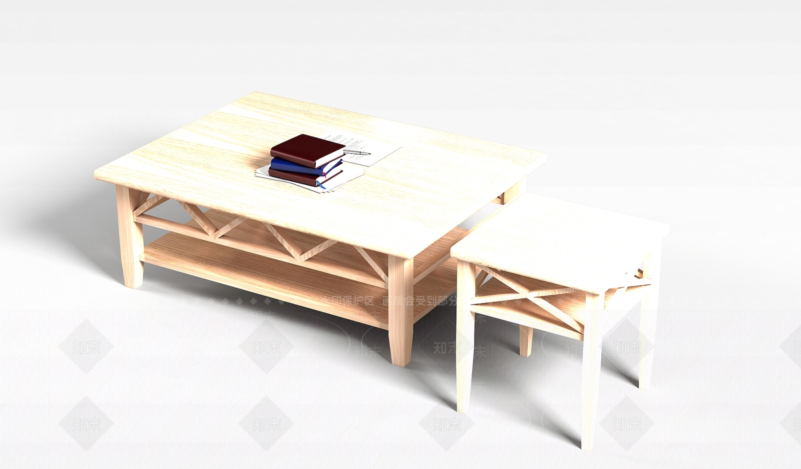 现代原色木质方桌3D模型下载【ID:1196498984】