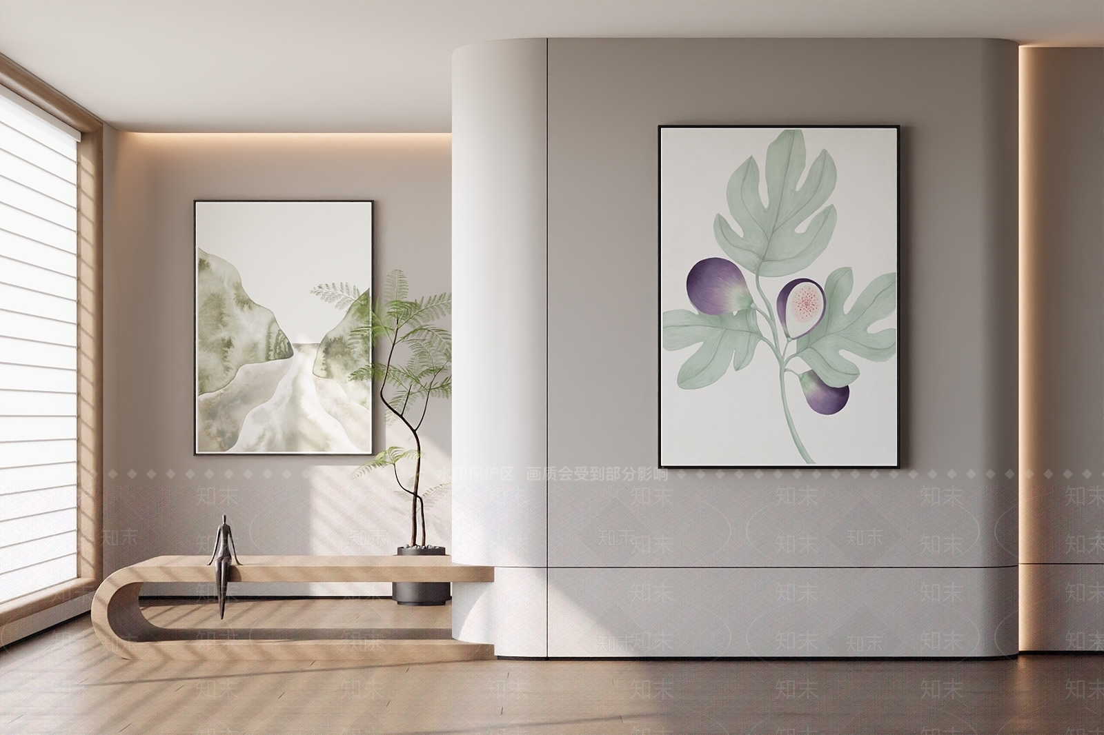 北欧奶油挂画3D模型下载【ID:1196325034】