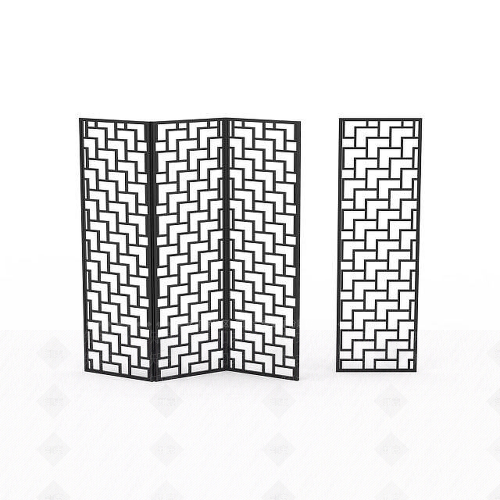 现代复古花格屏风3D模型下载【ID:1196498296】