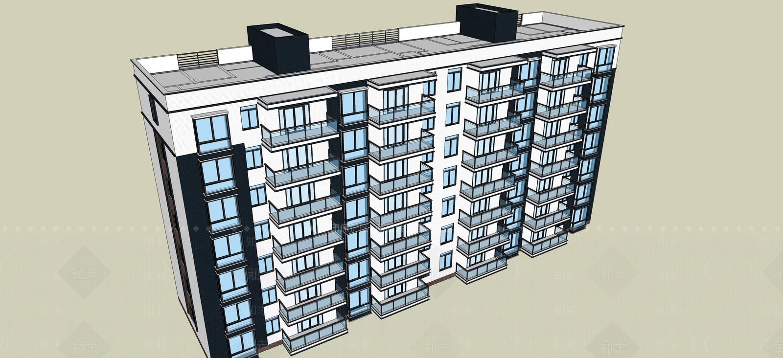 现代多层住宅SU模型下载【ID:1196326248】