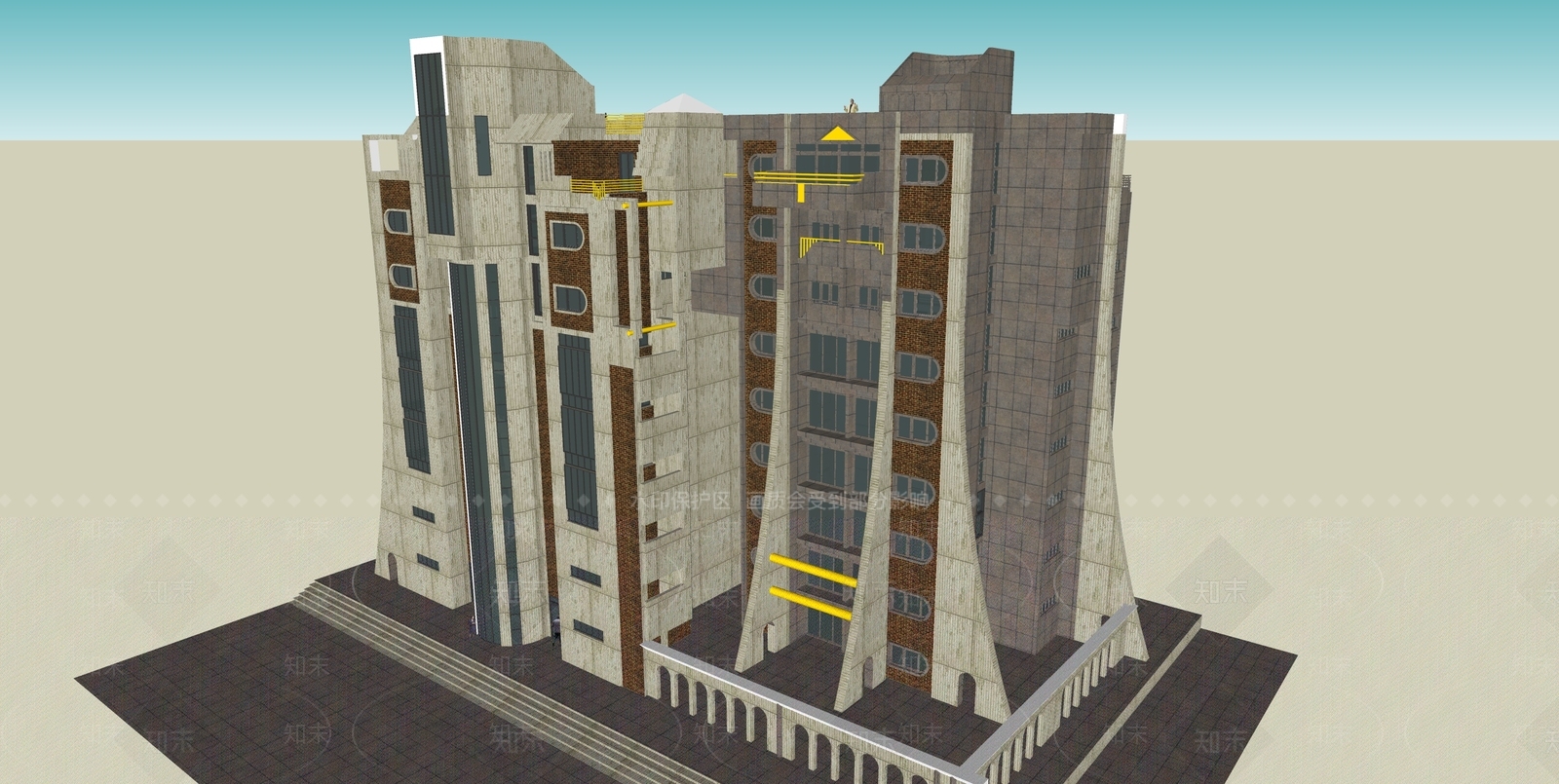 复古多层住宅SU模型下载【ID:1196326714】