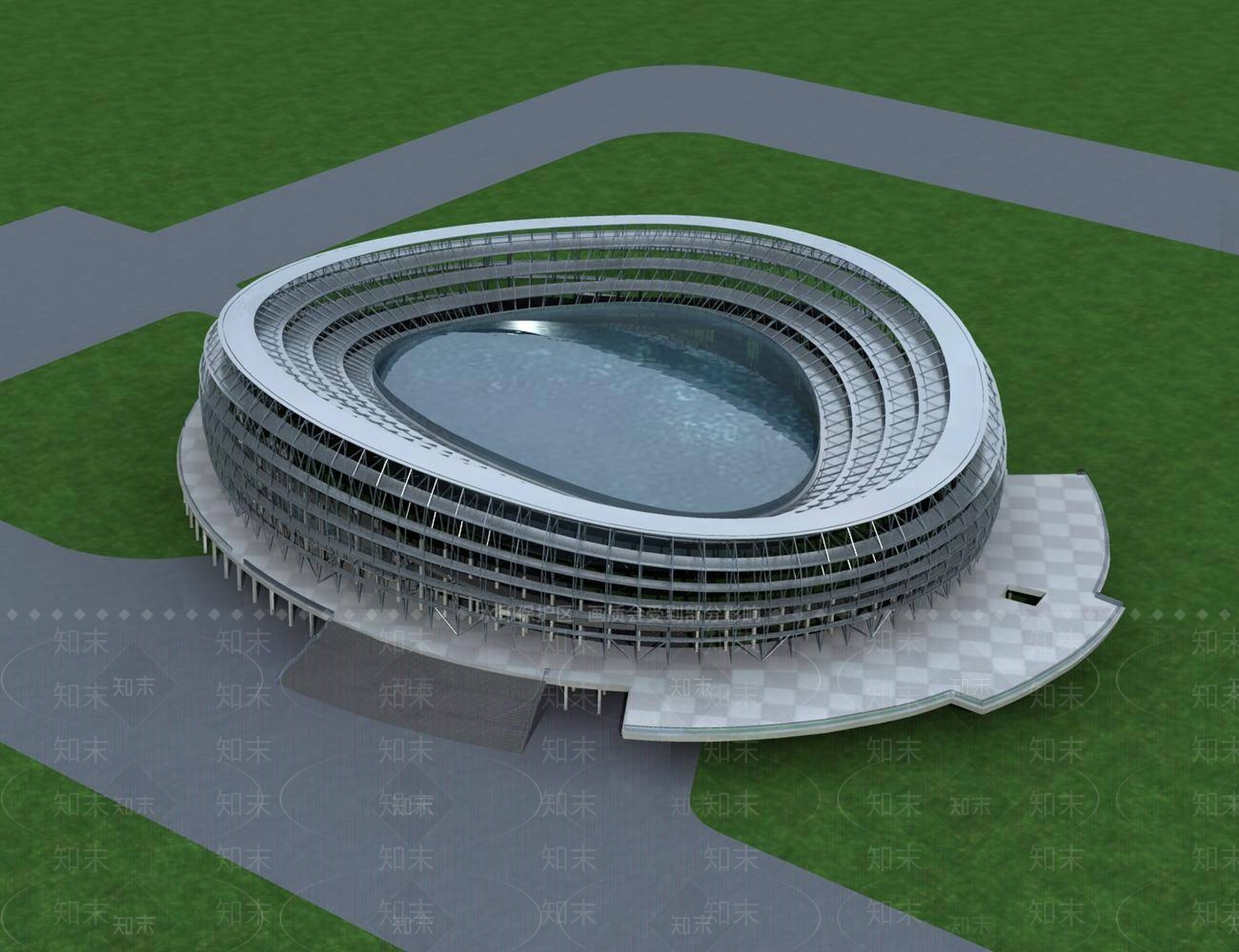 现代体育馆外观3D模型下载【ID:1196328193】