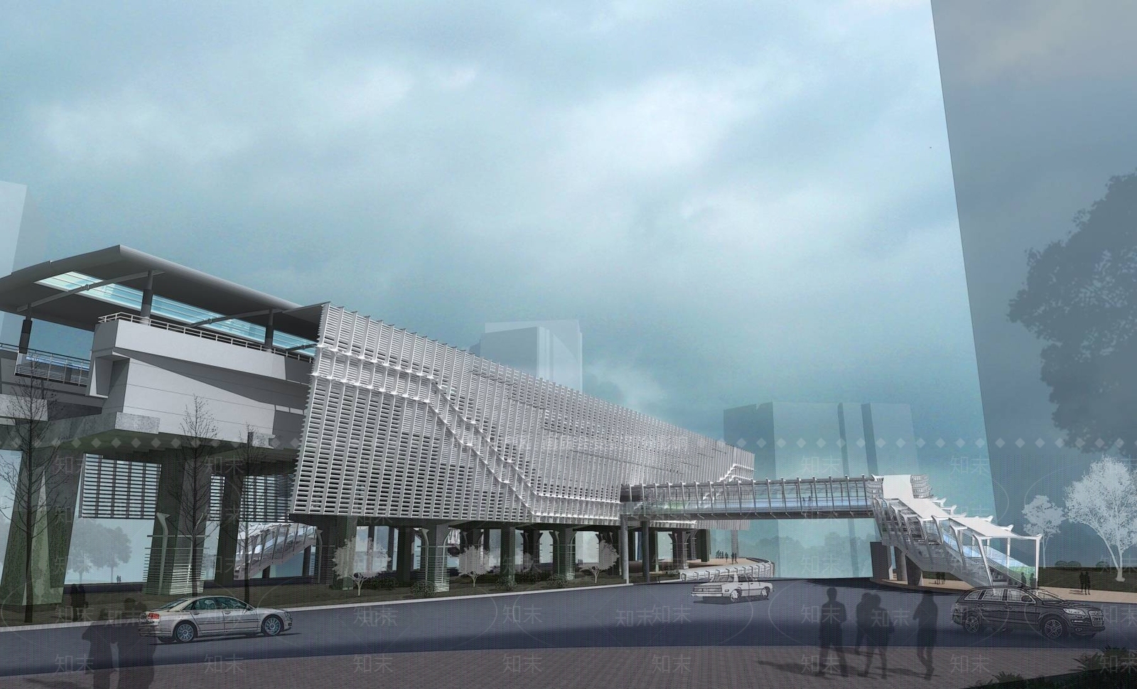 现代车站外观3D模型下载【ID:1196328724】