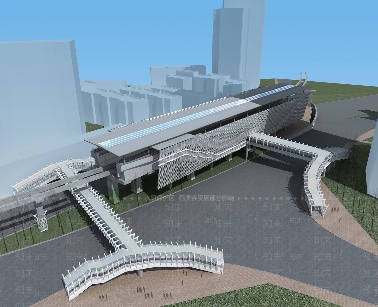 现代车站外观3D模型下载【ID:1196328724】