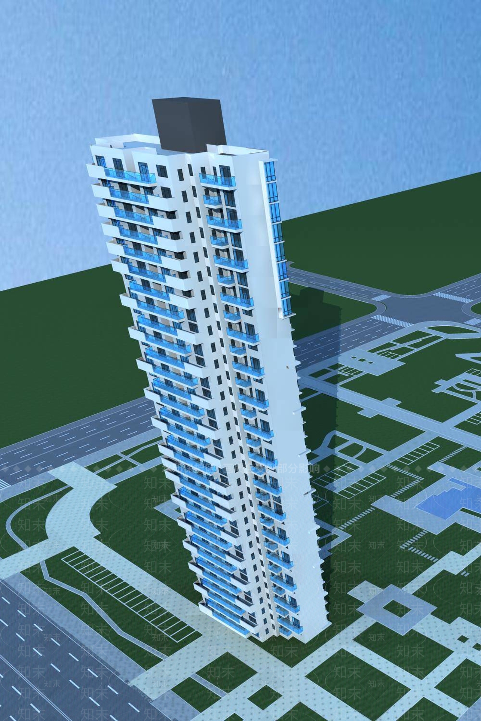现代小高层住宅楼3D模型下载【ID:1196329045】
