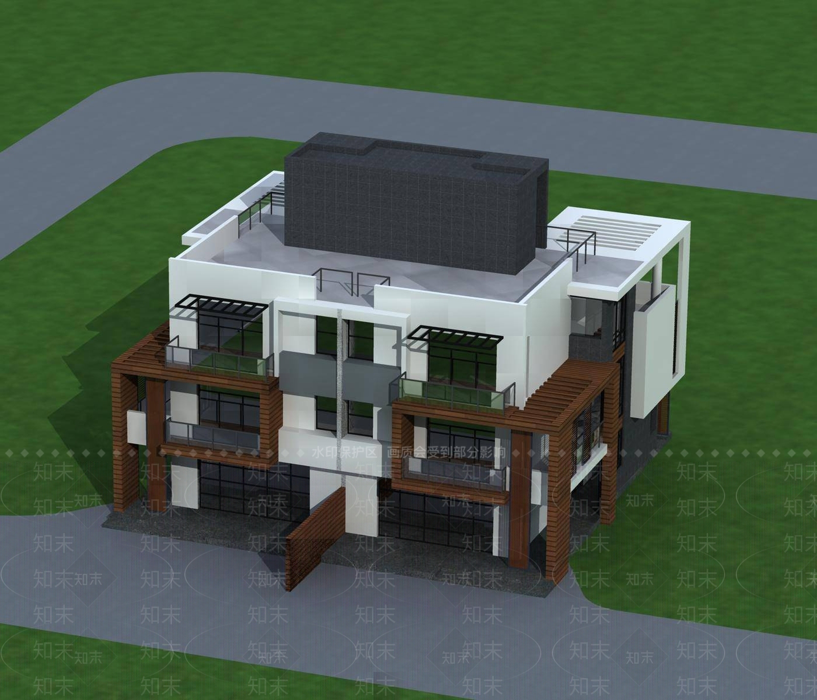 现代别墅外观3D模型下载【ID:1196330011】