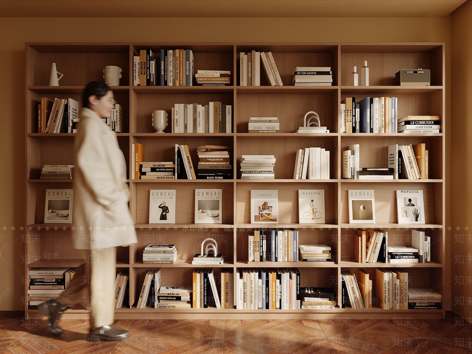 现代原木书柜SU模型下载【ID:1196331210】