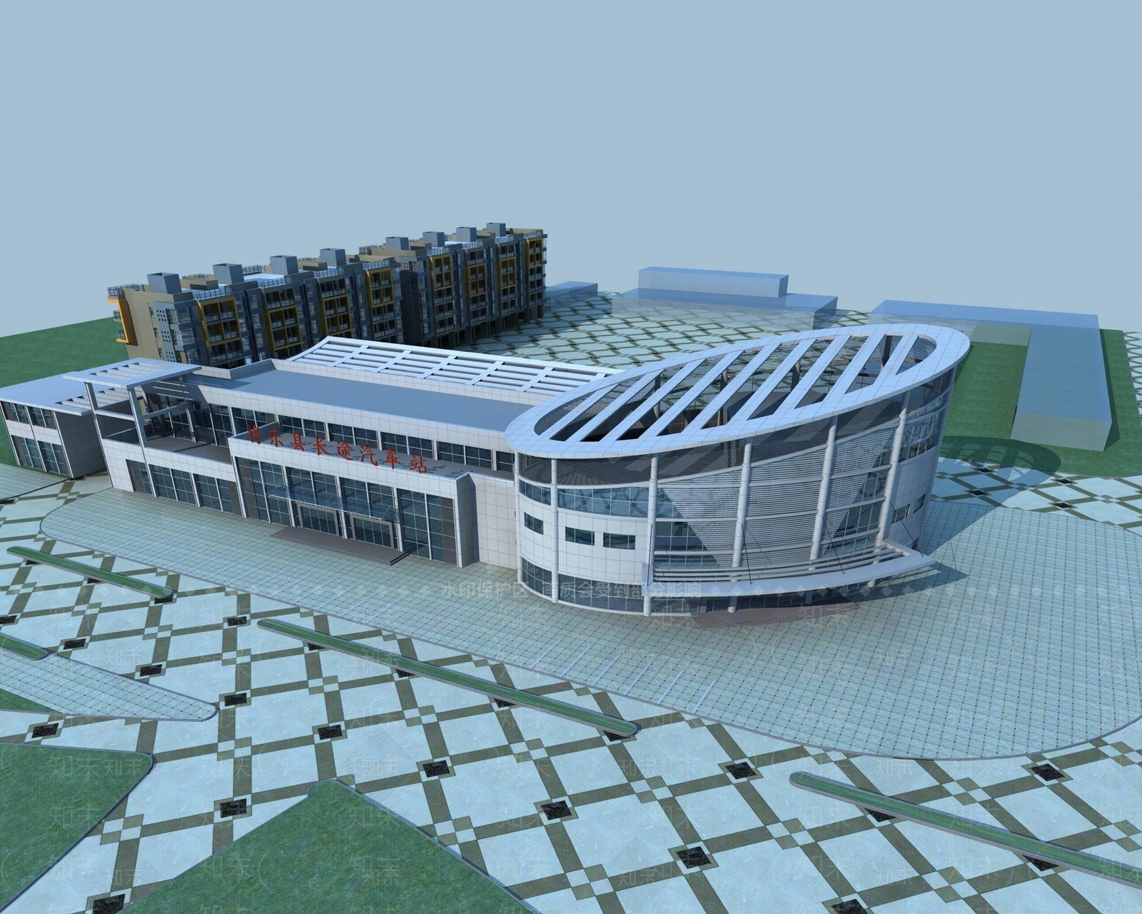 现代车站外观3D模型下载【ID:1196331228】