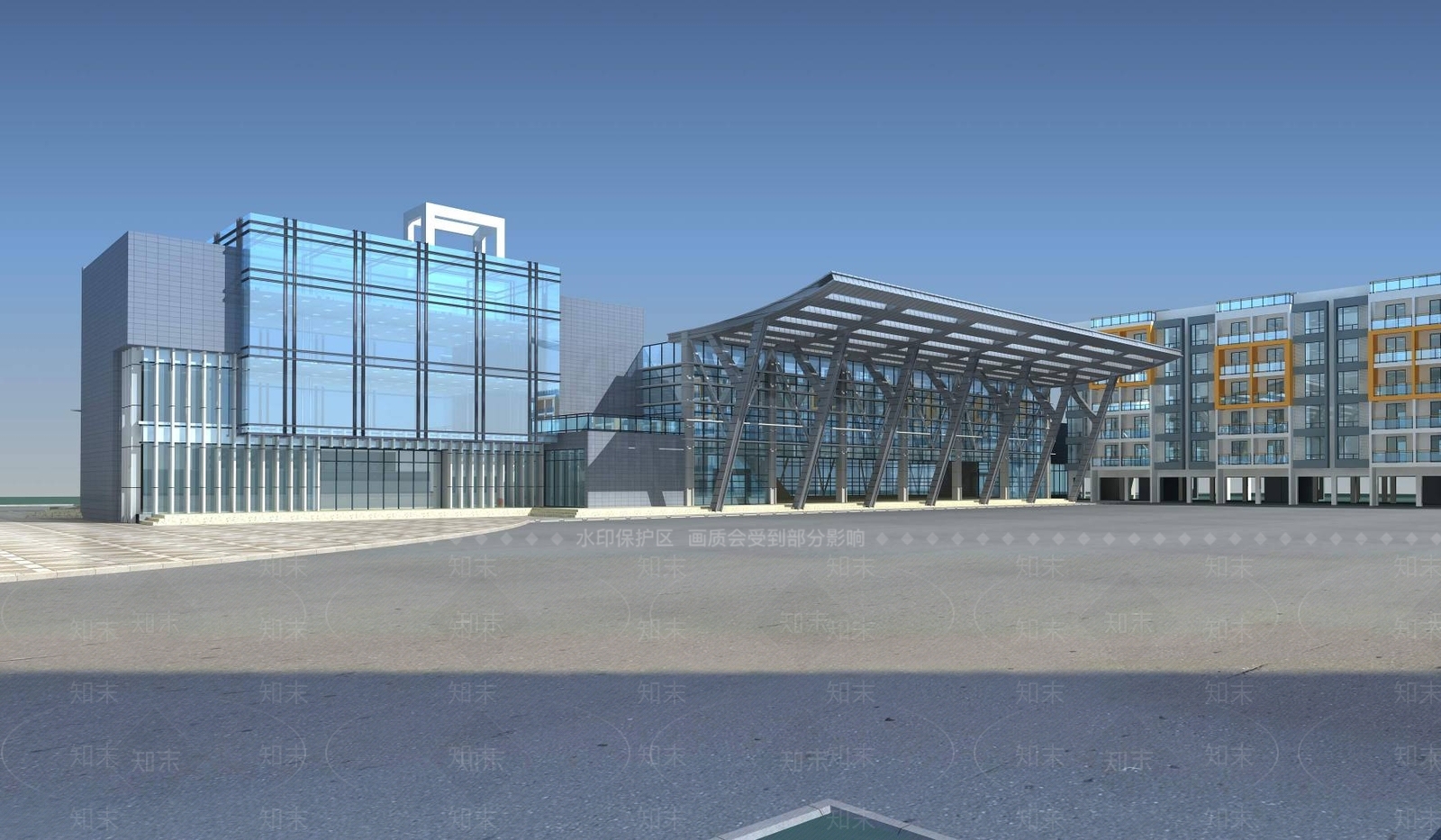 现代车站外观3D模型下载【ID:1196331228】