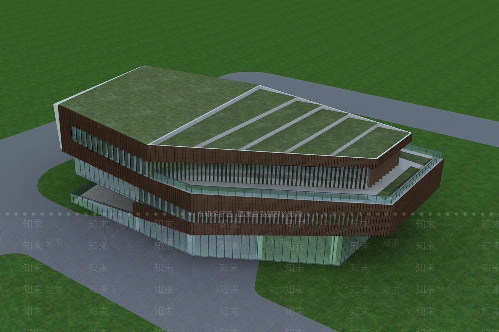 现代图书馆外观3D模型下载【ID:1196331481】
