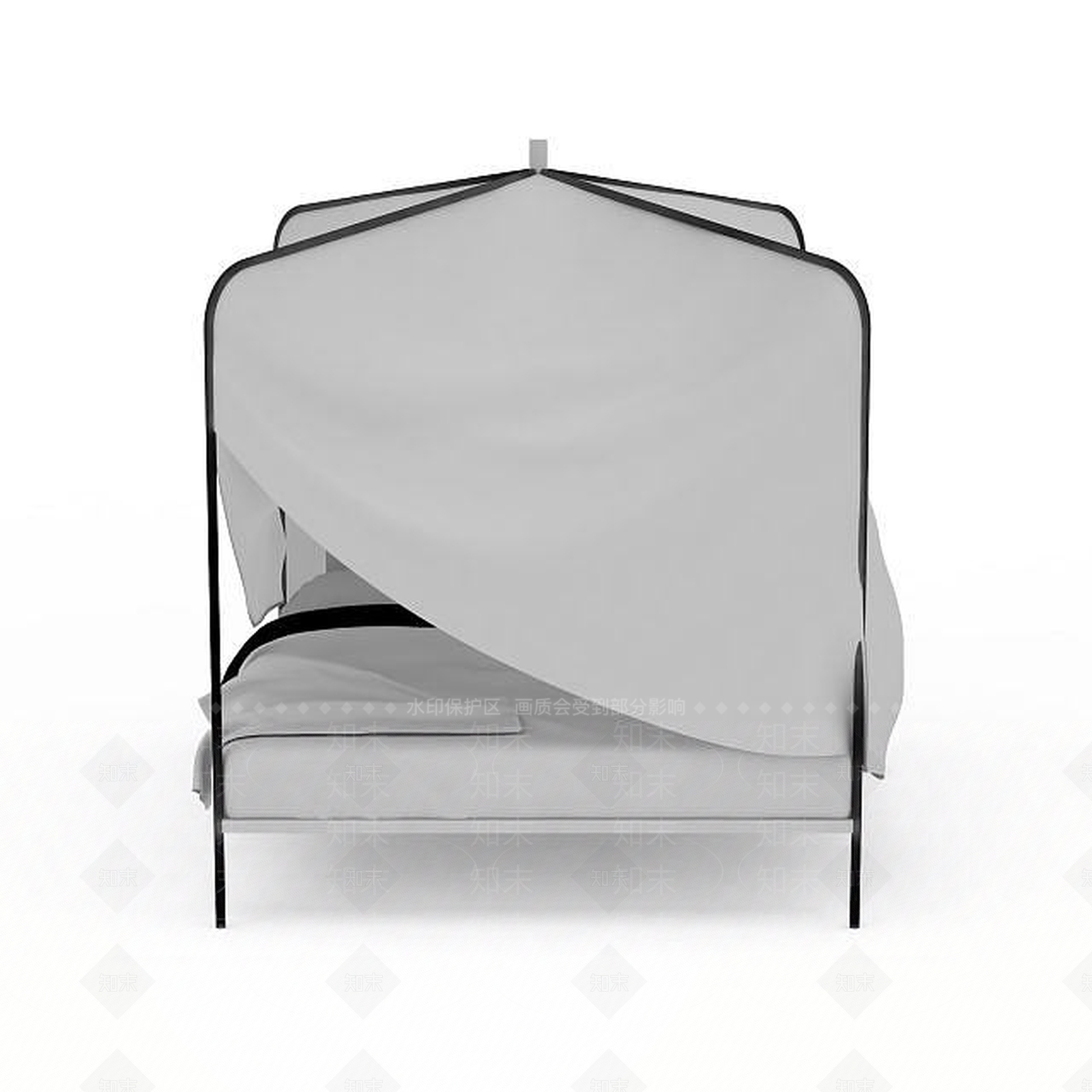 现代蚊帐双人床3D模型下载【ID:1196331704】