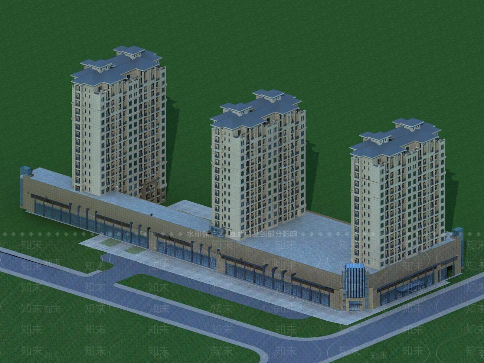 欧式小高层住宅楼3D模型下载【ID:1196332482】