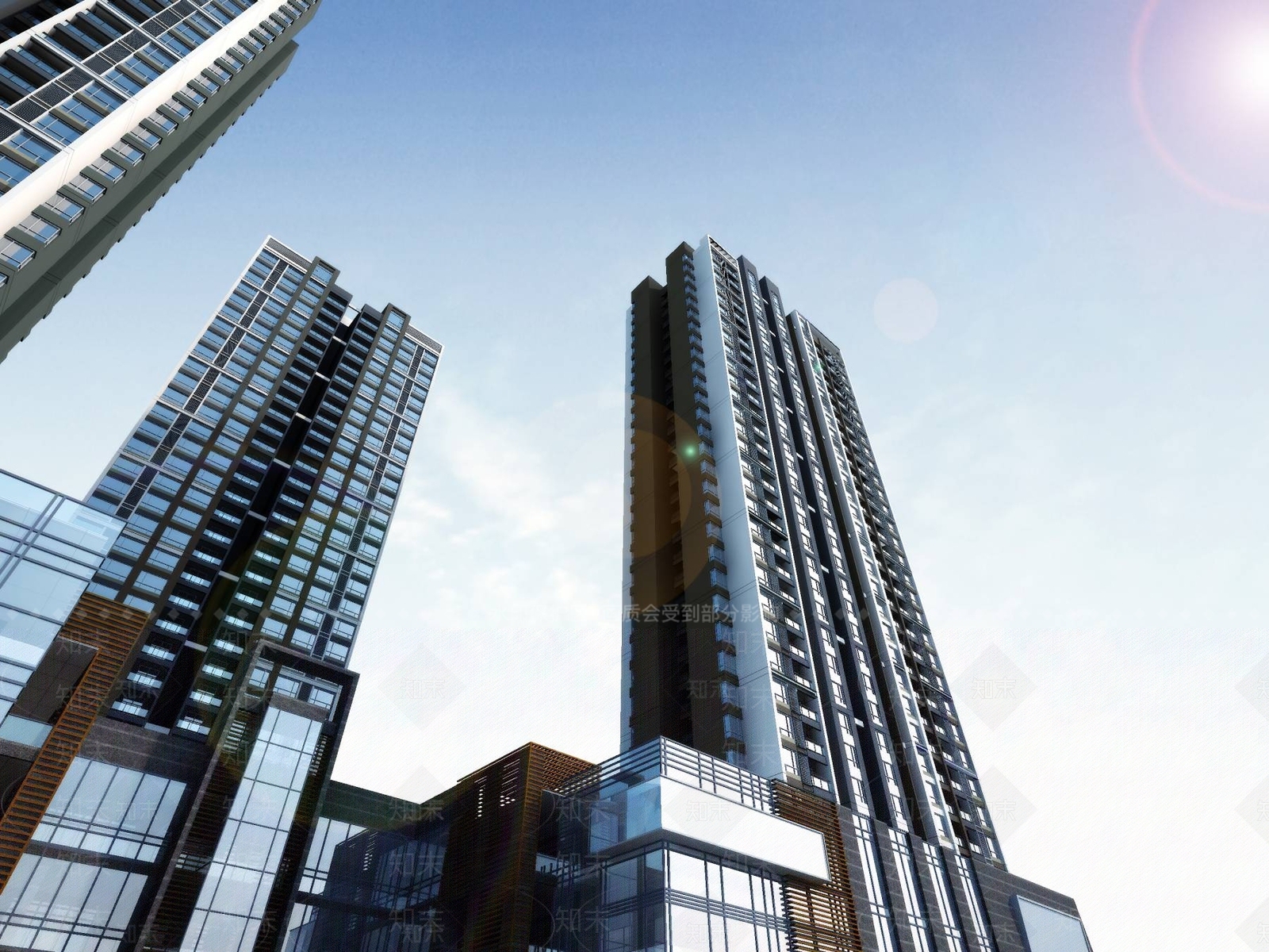 现代小高层住宅楼3D模型下载【ID:1196332579】