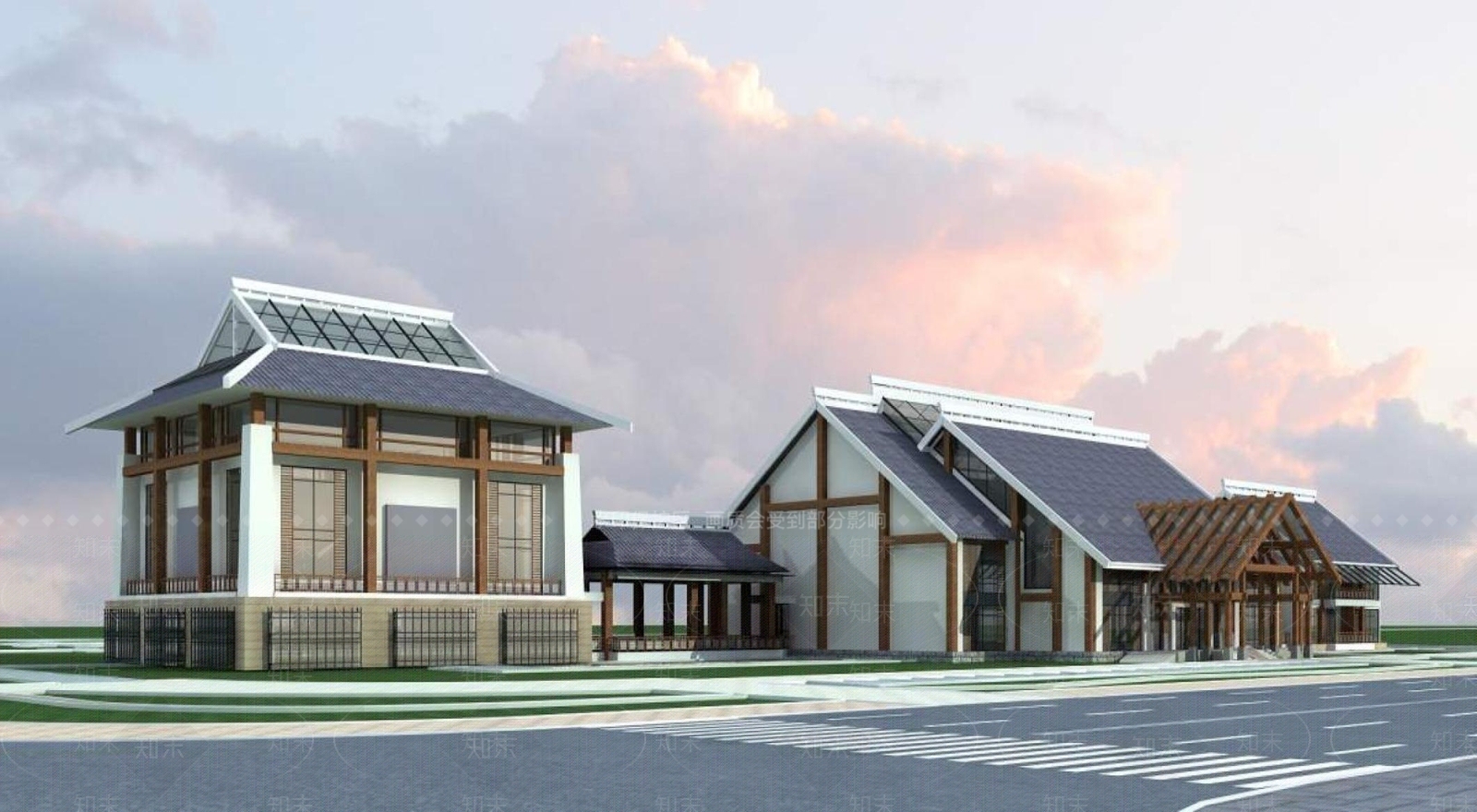 中式酒店建筑3D模型下载【ID:1196333297】