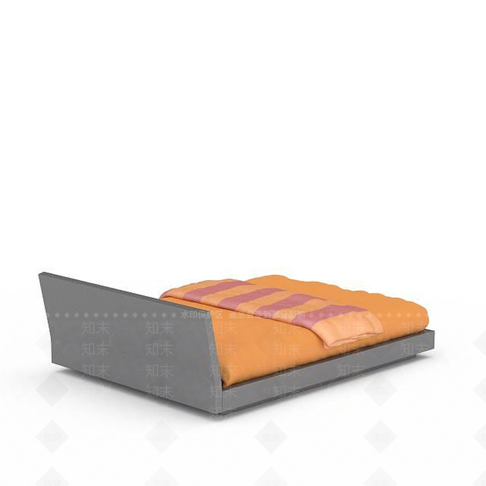 现代橙色现代床3D模型下载【ID:1196333822】
