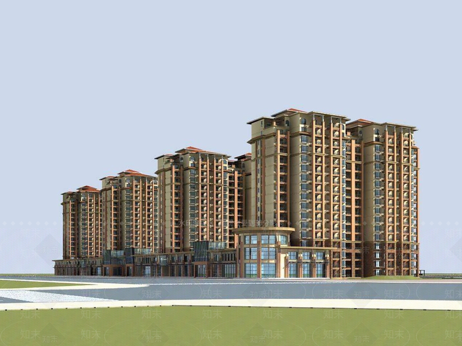 欧式小高层住宅楼3D模型下载【ID:1196334156】